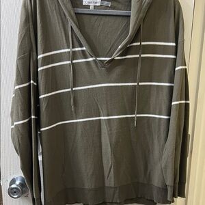 Calvin Klein Olive Green Striped Hoodie